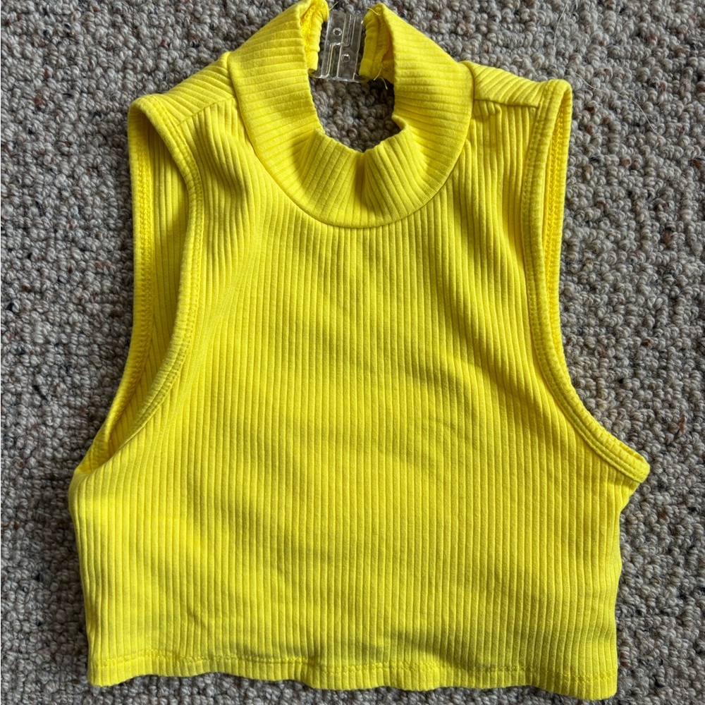 TIGER Friday Mock neck Crop Top- bright yellow- child size large